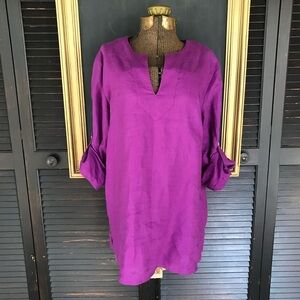 Ralph Lauren Pink Tunic with Cuffed Sleeves and Mandarin Collar